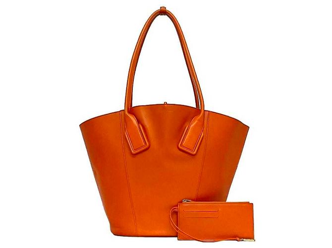 Oranger Leder-Shopper von Bottega Veneta - Ansicht 2