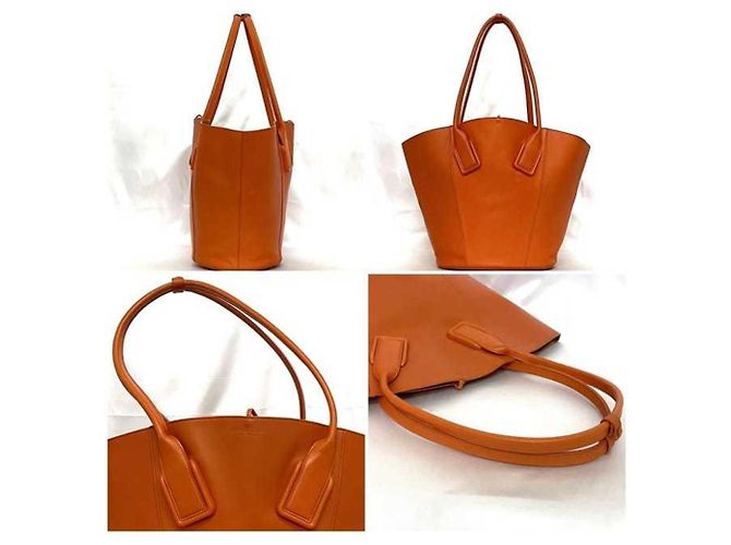 Oranger Leder-Shopper von Bottega Veneta - Ansicht 3