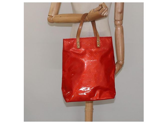 LOUIS VUITTON Monogram Vernis Reade MM Borsa a Mano Rossa M91086 LV Auth KD215 Rosso - vista 21