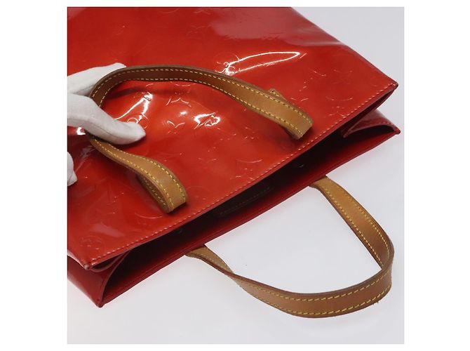 LOUIS VUITTON Monogram Vernis Reade MM Borsa a Mano Rossa M91086 LV Auth KD215 Rosso - vista 6