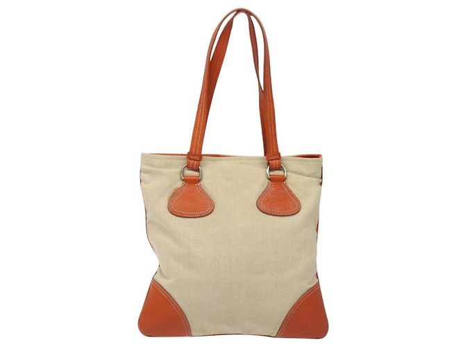 PRADA Borsa a mano in tela beige argento Auth EC559 - vista 3