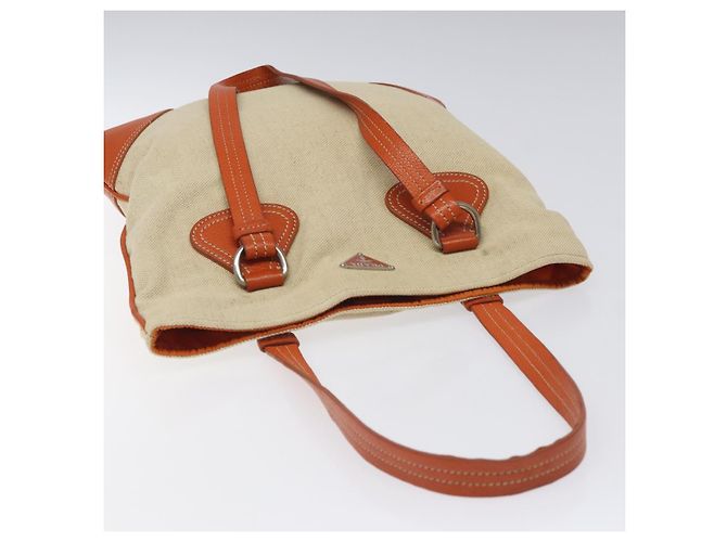 PRADA Borsa a mano in tela beige argento Auth EC559 - vista 6