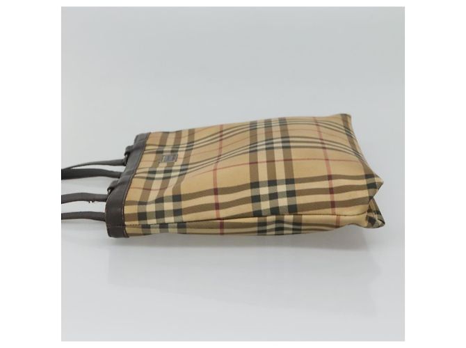 Borsa Tote Burberry Nova Check in PVC beige e marrone Auth BA619 - vista 4