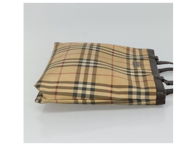 Borsa Tote Burberry Nova Check in PVC beige e marrone Auth BA619 - vista 5