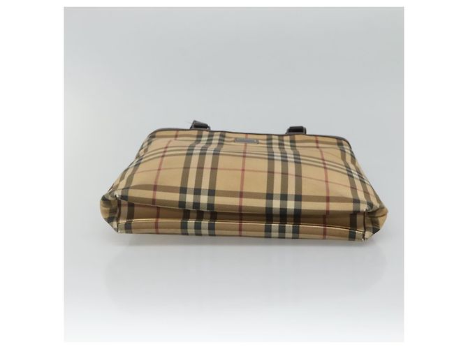Borsa Tote Burberry Nova Check in PVC beige e marrone Auth BA619 - vista 9