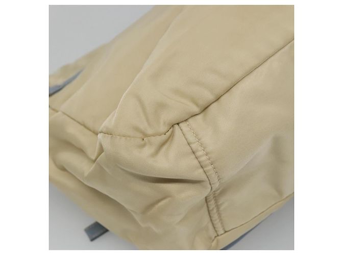 Borsa a Spalla PRADA in Nylon e Pelle Beige Auth ki5455 - vista 11