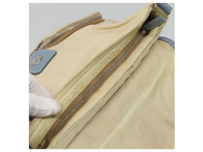 Borsa a Spalla PRADA in Nylon e Pelle Beige Auth ki5455 - vista 13