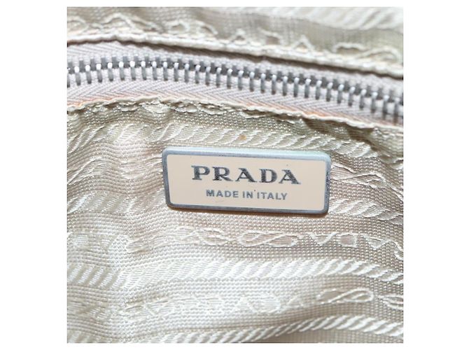 Borsa a Spalla PRADA in Nylon e Pelle Beige Auth ki5455 - vista 14