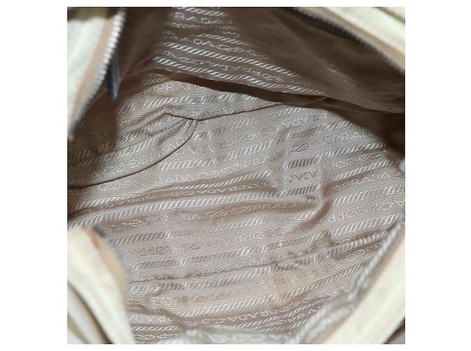 Borsa a Spalla PRADA in Nylon e Pelle Beige Auth ki5455 - vista 15