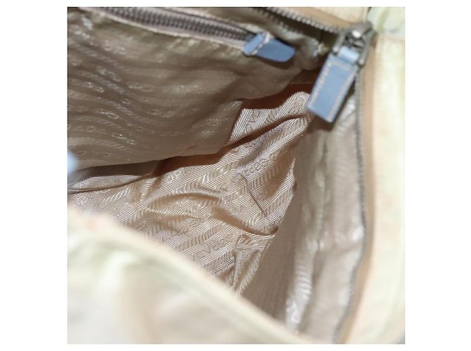 Borsa a Spalla PRADA in Nylon e Pelle Beige Auth ki5455 - vista 16
