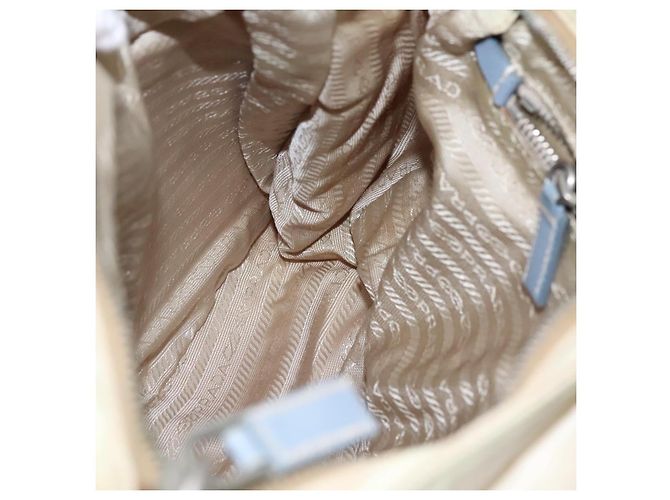 Borsa a Spalla PRADA in Nylon e Pelle Beige Auth ki5455 - vista 17