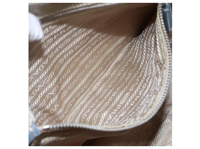Borsa a Spalla PRADA in Nylon e Pelle Beige Auth ki5455 - vista 18