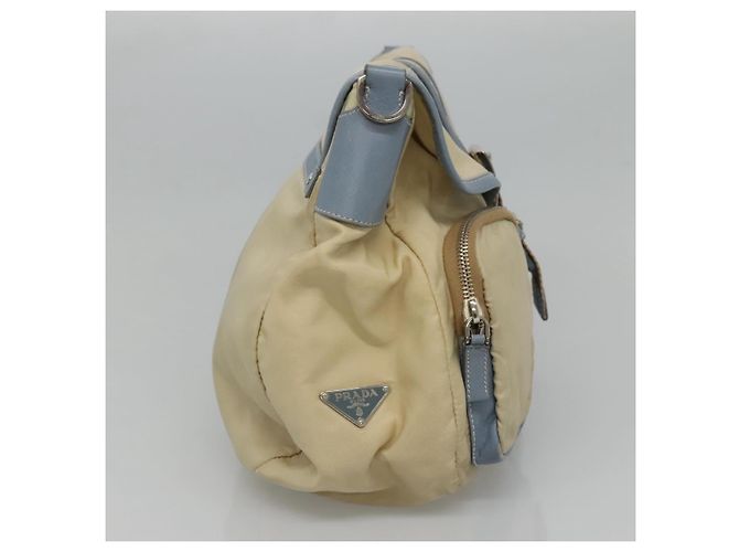 Borsa a Spalla PRADA in Nylon e Pelle Beige Auth ki5455 - vista 4