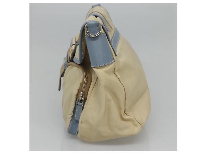 Borsa a Spalla PRADA in Nylon e Pelle Beige Auth ki5455 - vista 5