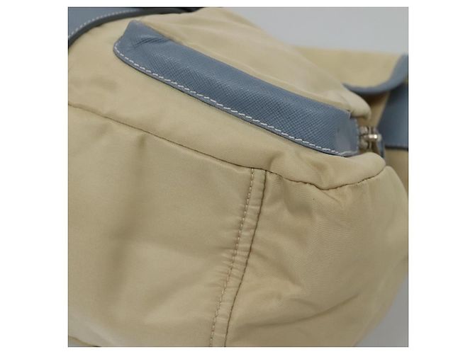 Borsa a Spalla PRADA in Nylon e Pelle Beige Auth ki5455 - vista 8