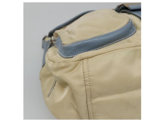 Borsa a Spalla PRADA in Nylon e Pelle Beige Auth ki5455 - vista 9