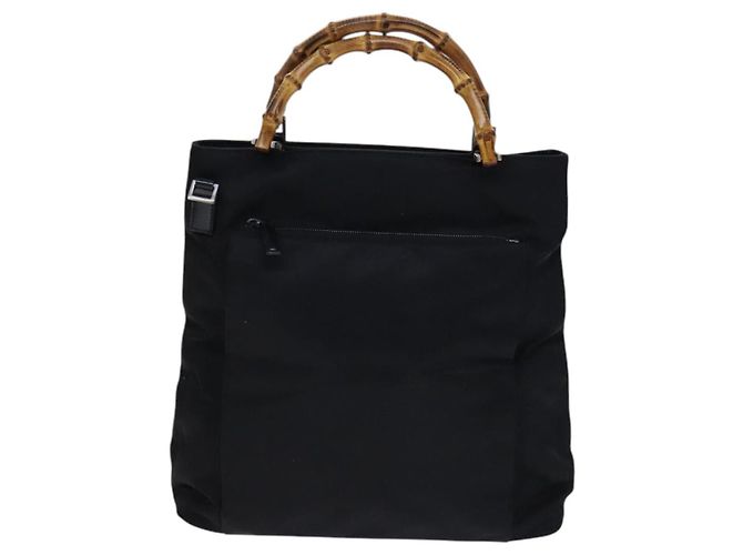 Bolso de mano de nylon GUCCI Bamboo 2way negro plata 002 2122 0506 Auth ep7846 - vista 2