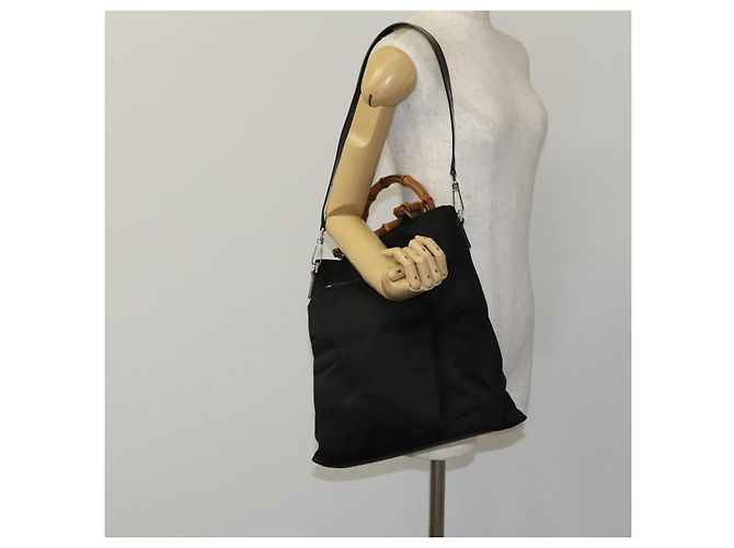 Bolso de mano de nylon GUCCI Bamboo 2way negro plata 002 2122 0506 Auth ep7846 - vista 22