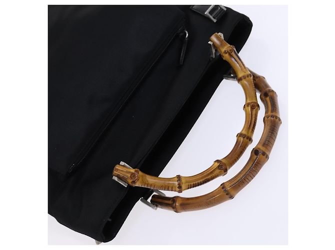 Bolso de mano de nylon GUCCI Bamboo 2way negro plata 002 2122 0506 Auth ep7846 - vista 6