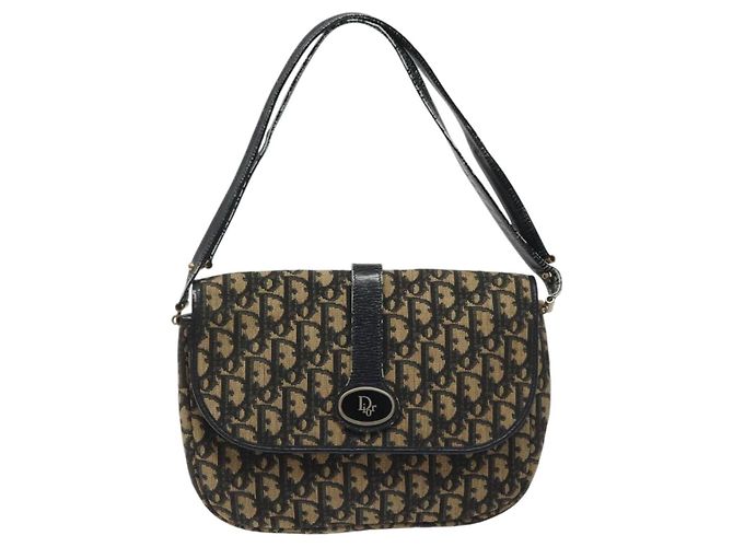 Borsa a spalla in tela Trotter Christian Dior blu navy Auth BD835 - vista 2
