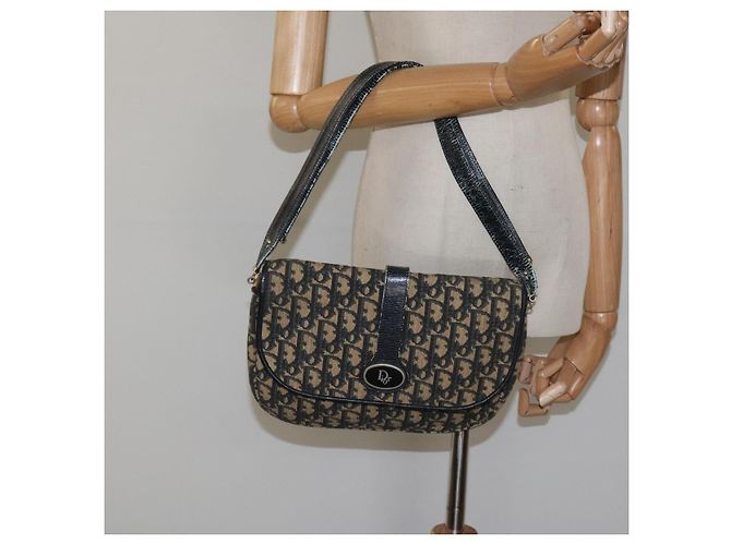 Borsa a spalla in tela Trotter Christian Dior blu navy Auth BD835 - vista 21
