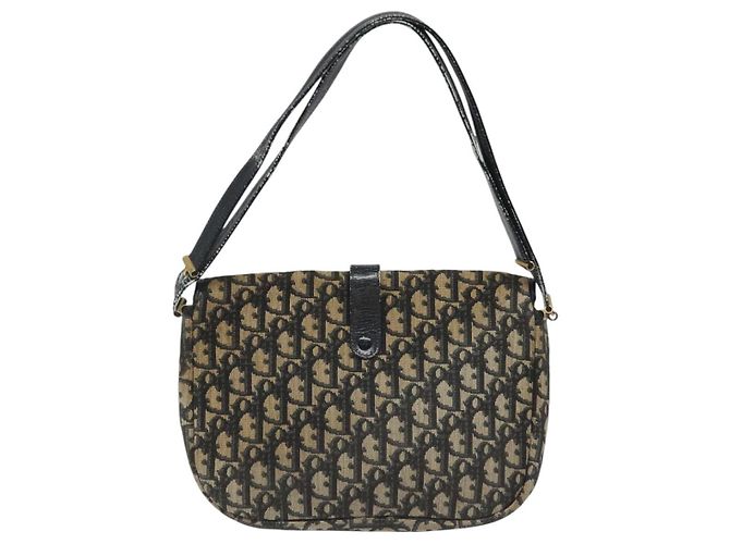 Borsa a spalla in tela Trotter Christian Dior blu navy Auth BD835 - vista 3