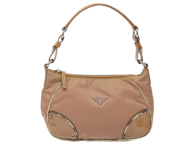 Borsa a Spalla PRADA Nylon Beige Auth EC614 - vista 2