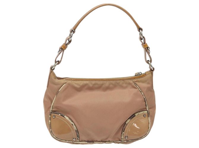 Borsa a Spalla PRADA Nylon Beige Auth EC614 - vista 3