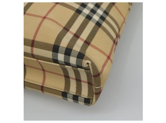 Borsa Tote Burberry Nova Check in PVC beige e marrone Auth BD761 - vista 12