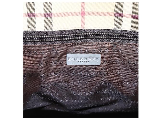 Borsa Tote Burberry Nova Check in PVC beige e marrone Auth BD761 - vista 15