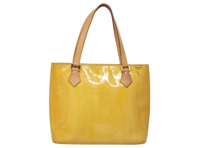 LOUIS VUITTON Monogram Vernis Houston Borsa a Mano Giallo Lime M91055 LV Auth BD751 D'oro - vista 2