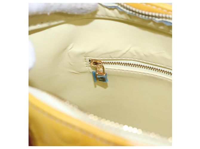 LOUIS VUITTON Monogram Vernis Houston Borsa a Mano Giallo Lime M91055 LV Auth BD751 D'oro - vista 21