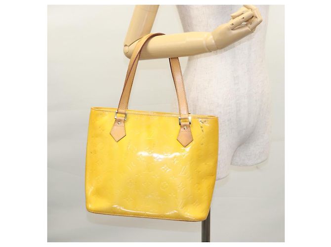 LOUIS VUITTON Monogram Vernis Houston Borsa a Mano Giallo Lime M91055 LV Auth BD751 D'oro - vista 25
