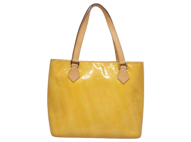 LOUIS VUITTON Monogram Vernis Houston Borsa a Mano Giallo Lime M91055 LV Auth BD751 D'oro - vista 3