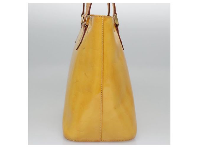 LOUIS VUITTON Monogram Vernis Houston Borsa a Mano Giallo Lime M91055 LV Auth BD751 D'oro - vista 4