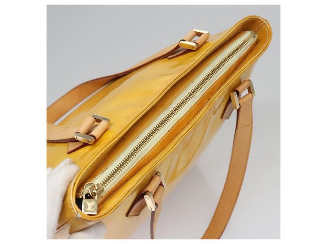 LOUIS VUITTON Monogram Vernis Houston Borsa a Mano Giallo Lime M91055 LV Auth BD751 D'oro - vista 6