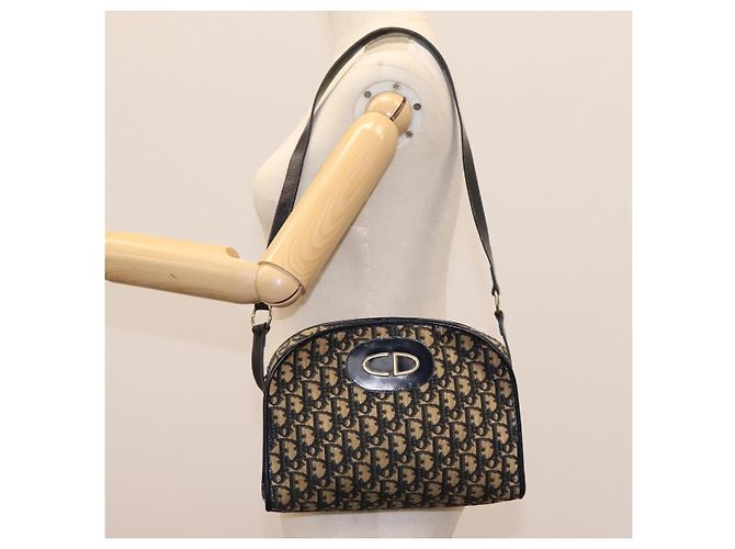 Borsa a spalla in tela Trotter Christian Dior blu navy Auth BD989 - vista 20