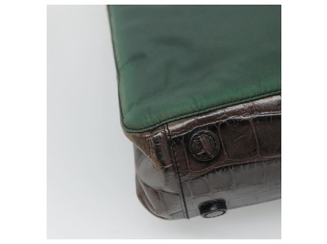 Borsa a spalla PRADA in nylon verde argento autentica EC761 - vista 11