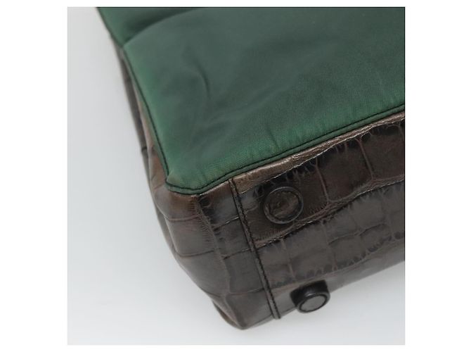 Borsa a spalla PRADA in nylon verde argento autentica EC761 - vista 13