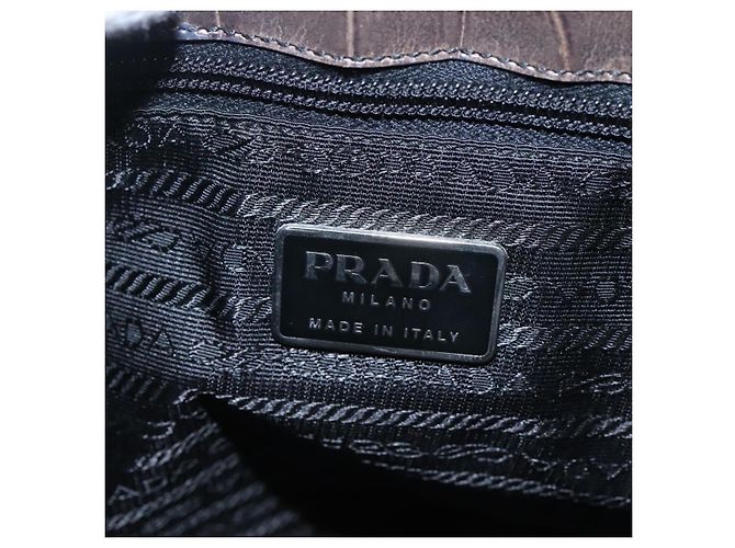 Borsa a spalla PRADA in nylon verde argento autentica EC761 - vista 14