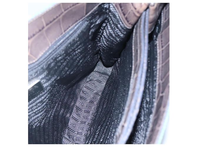 Borsa a spalla PRADA in nylon verde argento autentica EC761 - vista 16