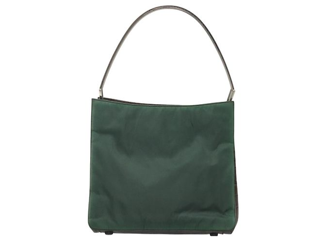 Borsa a spalla PRADA in nylon verde argento autentica EC761 - vista 2