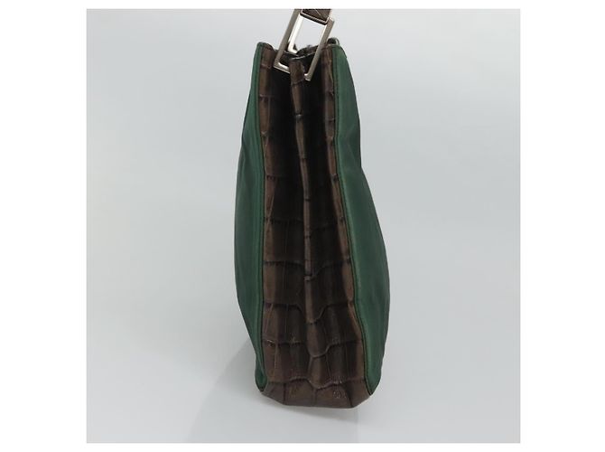 Borsa a spalla PRADA in nylon verde argento autentica EC761 - vista 4