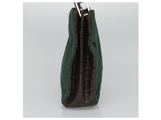 Borsa a spalla PRADA in nylon verde argento autentica EC761 - vista 5