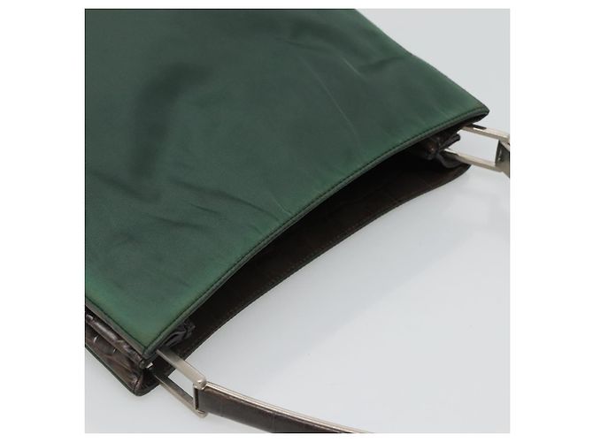 Borsa a spalla PRADA in nylon verde argento autentica EC761 - vista 6