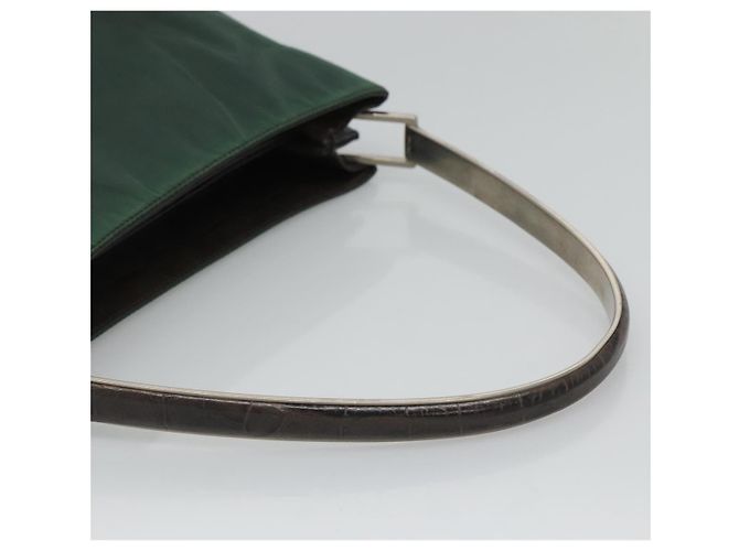 Borsa a spalla PRADA in nylon verde argento autentica EC761 - vista 7