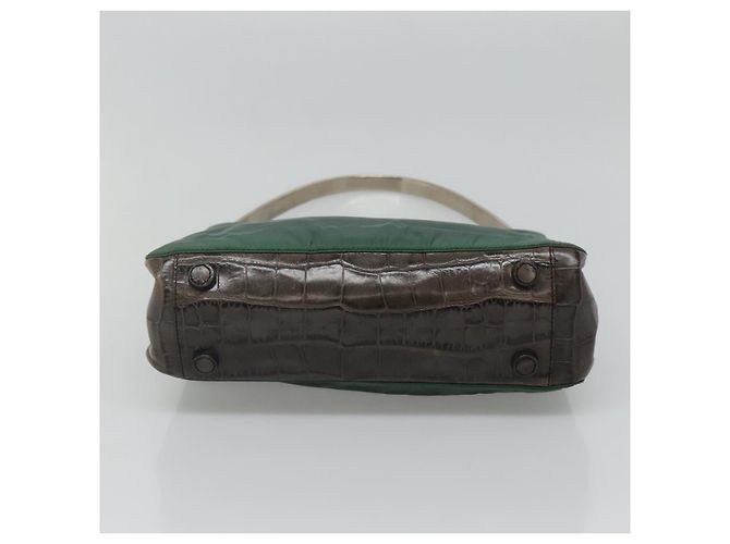 Borsa a spalla PRADA in nylon verde argento autentica EC761 - vista 9