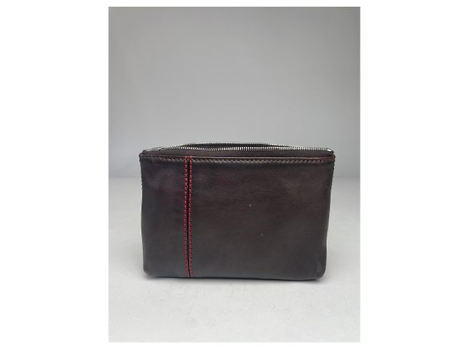 Céline Clutch in pelle vintage Celine Paris nera e rossa Marrone - vista 10