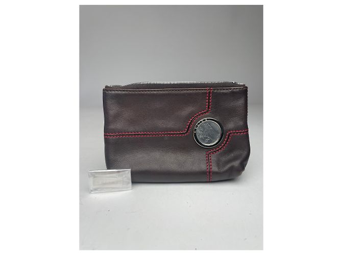 Céline Clutch in pelle vintage Celine Paris nera e rossa Marrone - vista 4