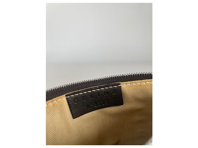Céline Clutch in pelle vintage Celine Paris nera e rossa Marrone - vista 7